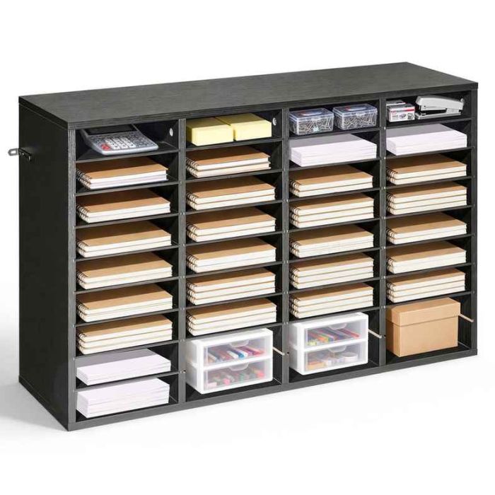 Toimistoasiakirjojen järjestäjä VEVOR ZH650, 36 lokeroa, Musta, 95,7 × 60 × 30 cm