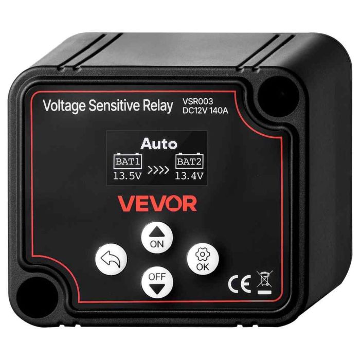 Kahden akun erotin VEVOR VSR003, 12 V, 140 A, 15 × 11 × 7 cm
