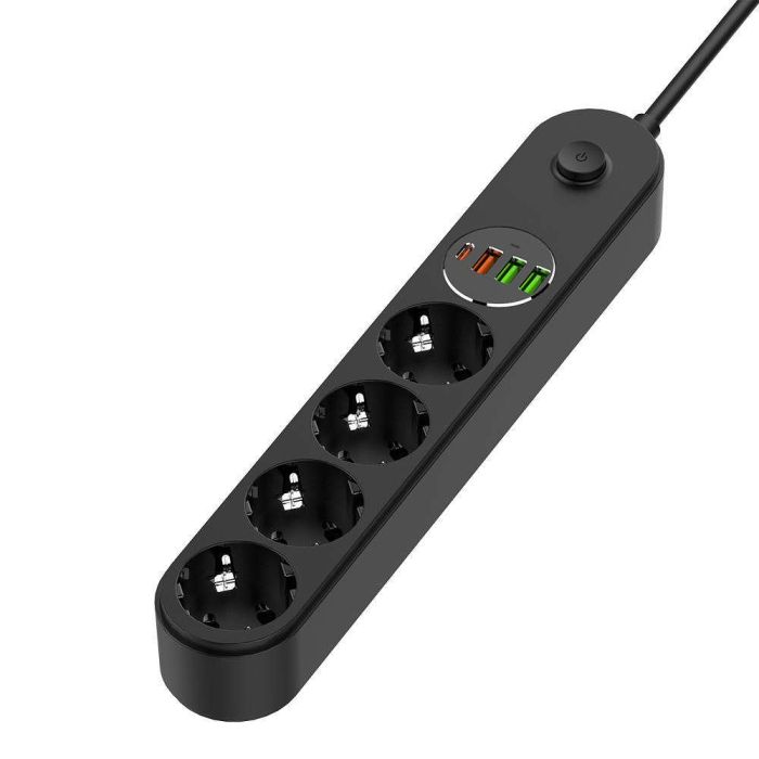 Pistorasia ColorWay CW-CHE44PDB, 1 USB Type-C PD, 1 USB-A QC3.0, 2 USB-A