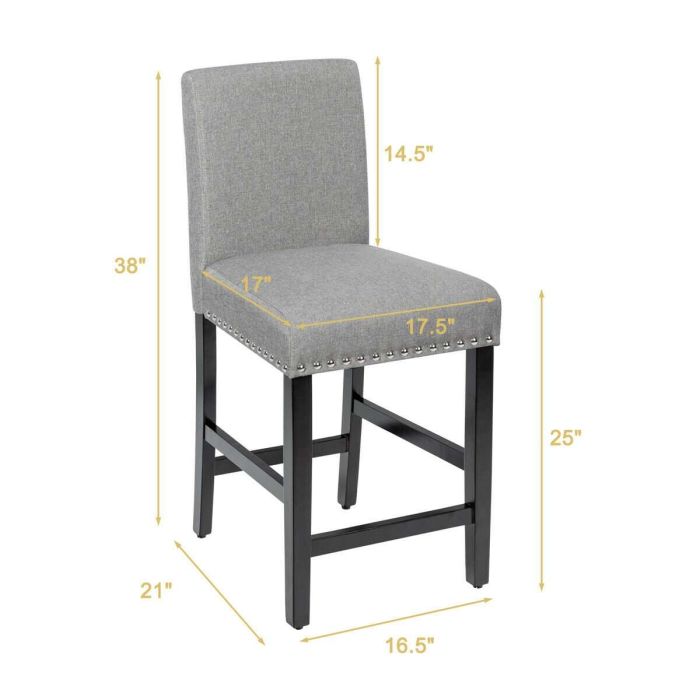 Набор из 2 барных стульев 42,5x53x96см, серо-черный