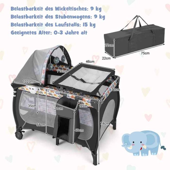 Lasten leikkiaita 102x72x74cm, tummanharmaa väri