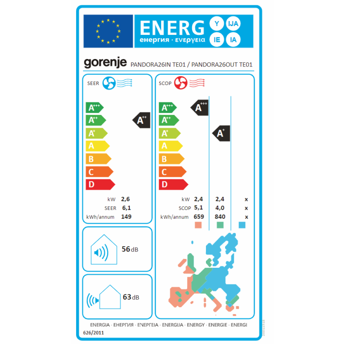 Gorenje | 20011518 PANDORA26 TE01 | Air Conditioner, Indoor unit