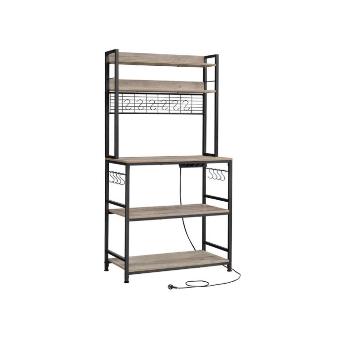 Keittiön hylly 40x80x170cm., harmaa/musta