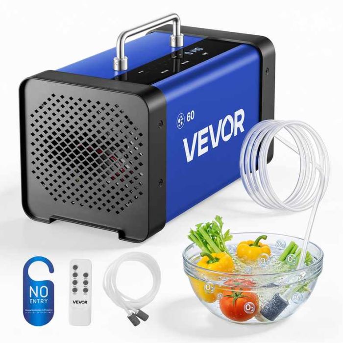 Otsonigeneraattori VEVOR HS-B05-EU, 60000 mg/h ilmaan ja 1000 mg/h veteen, 29 × 15,5 × 16,5 cm