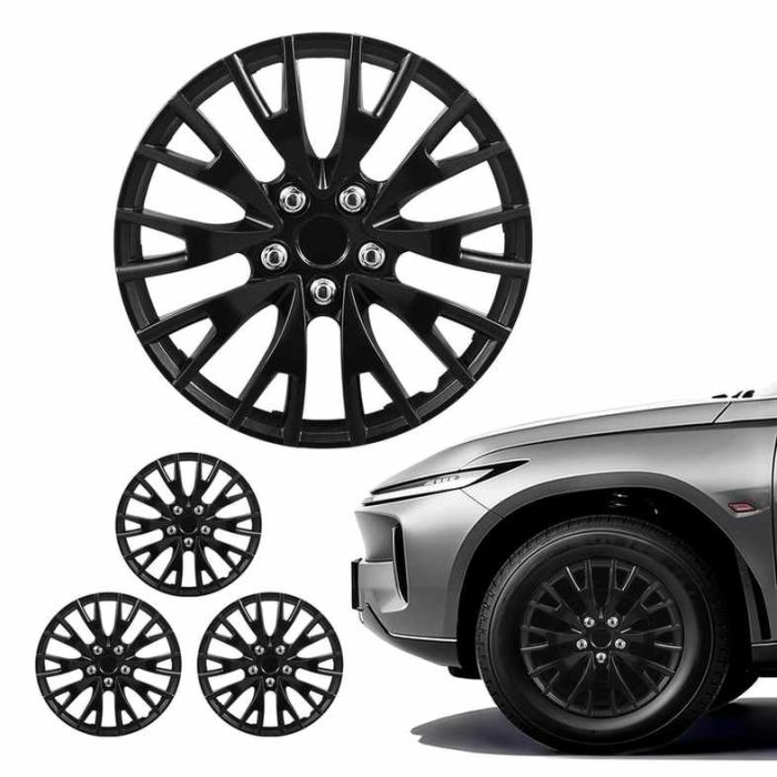 Колпаки для дисков VEVOR T-R16-20, 4 шт., R16, 20 спиц, Чёрный, Ø44 × 6 см