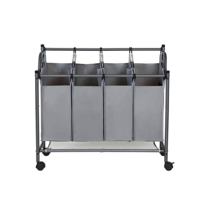 Pyykkikori pyörillä 4 x 35 L, harmaa