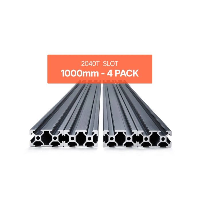 4 kpl 39,4 tuuman (1000 mm) T-muotoisia 2040 alumiiniprofiileja, mustia, CNC- ja 3D-tulostimelle