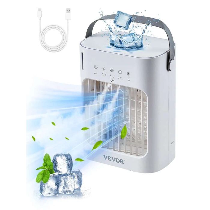 Kannettava mini-ilmastointilaite, 4 in 1, 700 ml, ajastimella ja valoilla