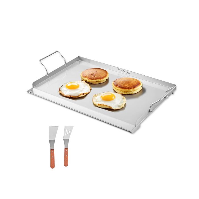 Ruostumattomasta teräksestä valmistettu suorakaiteen muotoinen paistinpannu, 23 x 16 tuumaa, kaasu-, BBQ- ja teppanyaki-käyttöön