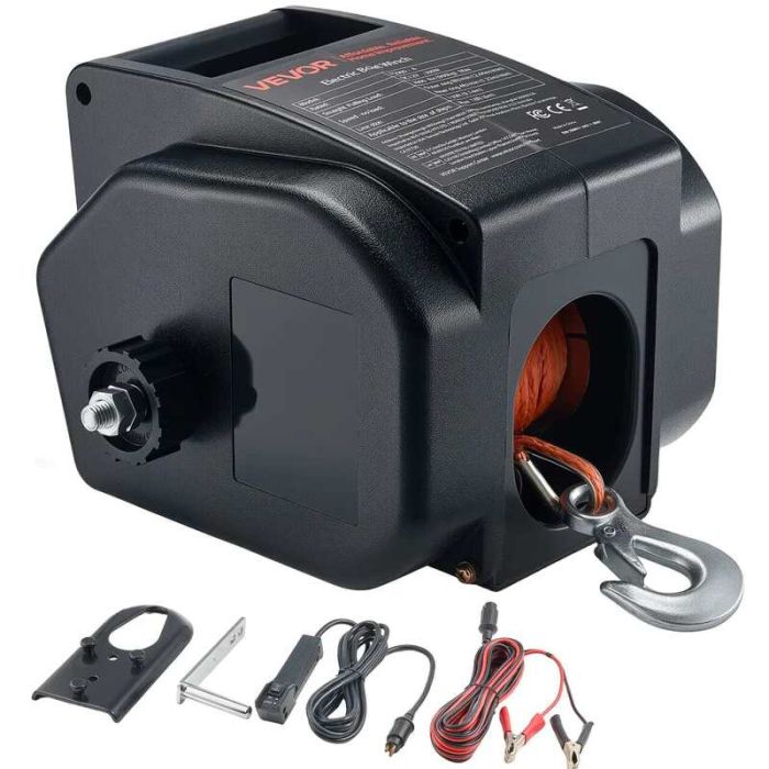 Sähköinen venevinssi 12 V, 300 W, 900 kg, langallisella kaukosäätimellä