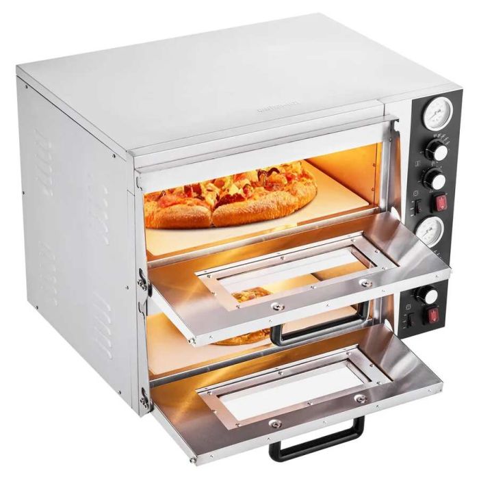 Sähköinen kaksikerroksinen 18-tuumainen pizzauuni lämpötilansäädöllä