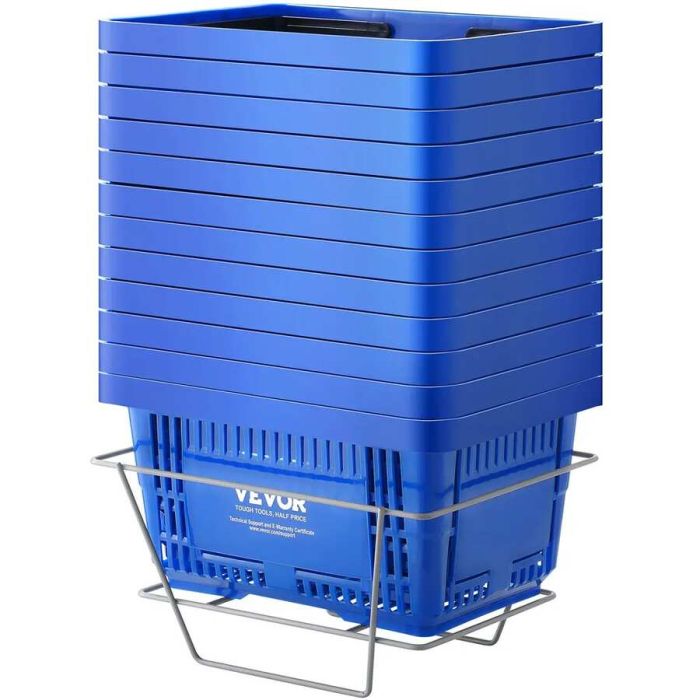 Siniset muoviset ostoskorit kahvalla, 24 l, 12 kpl:n setti