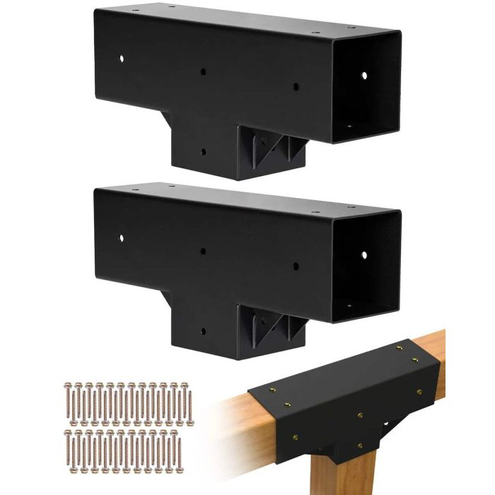 Pergolan kiinnityssarja 2 kpl, T-muotoinen, 92x92 mm puulle, 3-osainen, ruuveilla