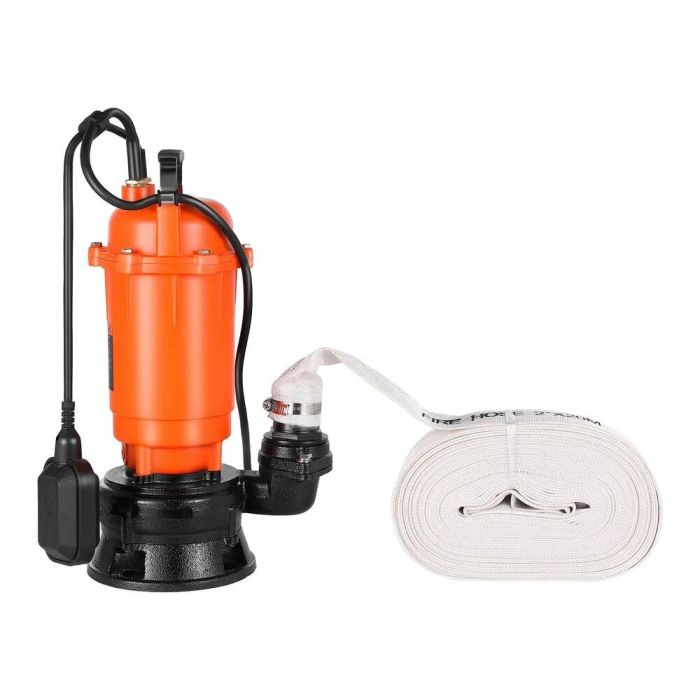 1500 W valurautainen uppopumppu jätevedelle, 21000 l/h, automaattinen kellukytkin