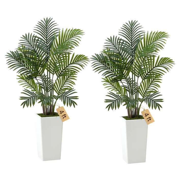 Keinotekoinen areca-palmu 1219 mm, 2 kpl, valkoinen ruukku, sisä- ja ulkokoristeluun