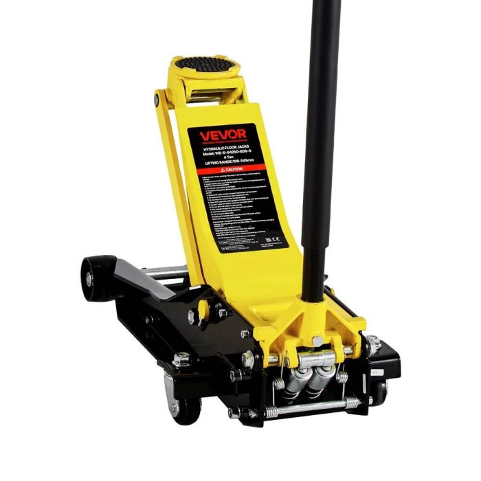 Matalaprofiilinen hydraulinen tunkki, 4 t, katumaastureille, keltainen