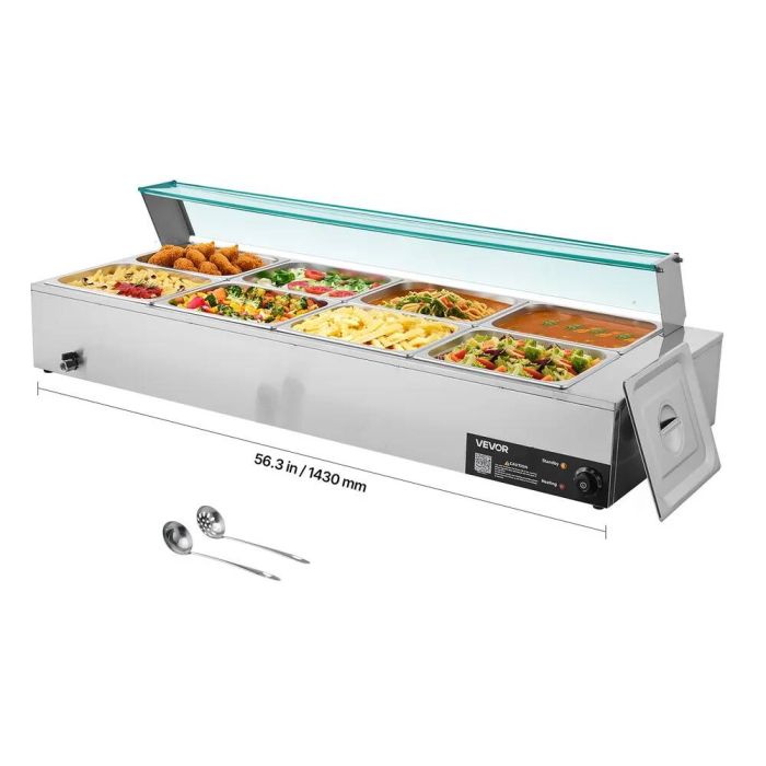 Sähköinen ruostumattomasta teräksestä valmistettu höyrylämmitin, 1700 W, 8 astiaa