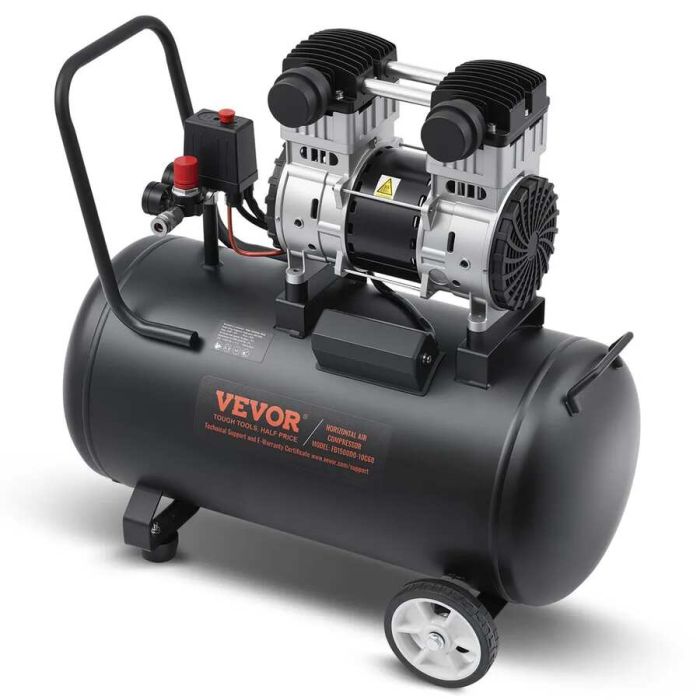 Воздушный компрессор, стальной бак на 15 галлонов, 2 л.с., 5,3 CFM, 125 PSI, портативный, тихий.