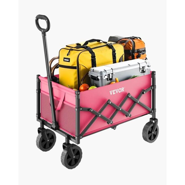 Taittuva ulkokärry, 120 L, säädettävä kahva, pinkki ja musta