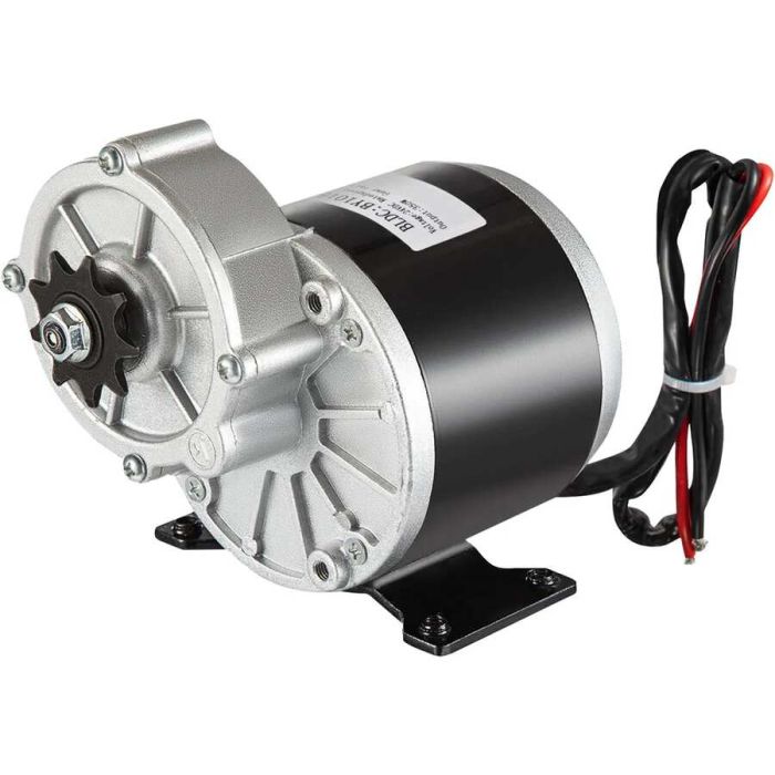 24 V DC harjallinen sähkömoottori, 350 W, 3000 rpm, alennusvaihde, 9-hampainen ketjupyörä, sähköpyörään