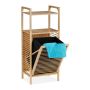Полка для ванной с корзиной для белья 95x40x30 см., светло-коричневая/черная