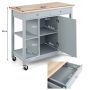 Кухонный остров на колесах 99x46x90см, серого/светло-коричневого цвета