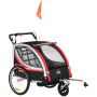 Lasten pyörän peräkärry Homcom 142x75x101cm, musta/punainen