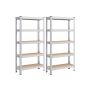 Комплект из 2 полок для хранения 30x75x150 см, серебристый/светло-коричневый