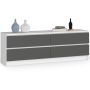 Lipasto NORE K160, 4 laatikkoa, valkoinen/harmaa