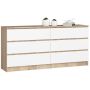 Lipasto NORE K160 6 laatikolla, tammi/valkoinen