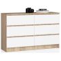 Lipasto NORE K120 6 laatikolla, tammi/valkoinen