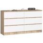 Lipasto NORE K140 6 laatikolla, tammi/valkoinen