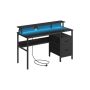 Työpöytä laatikoilla ja latausasemalla 135x55x90cm, ruskea/musta