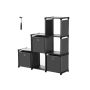Пластиковая полка с 3 тканевыми кубиками 105 x 30 x 105 см, 6 отделений, черная