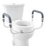 Korotettu wc-kansi 9,5 cm, alumiininen kaide, EVA-pehmuste, liikuntarajoitteisille sopiva