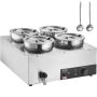 Sähköinen keittolämmitin, 4 x 7,4 l ruostumattomasta teräksestä valmistettua kattilaa, 1500 W, säädettävä lämpötila