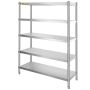 Стеллаж для кухни из нержавеющей стали, 48 x 18,5 дюймов, 5 ярусов, регулируемые ножки.