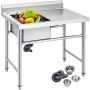 Кухонная мойка ручной работы из нержавеющей стали, 16 x 15,5 x 10 дюймов, 1 отделение, немагнитная.