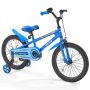 Детский велосипед BMX, 46 см, синий, с дополнительными колёсами.