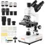 Yhdistelmätrinokulaarinen laboratoriomikroskooppi 40X-2500 LED-valaistuksella