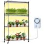 Metallinen kasviteline 180 W:n kasvilampulla, 4 tasoa, 89x31x145 cm