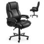 Ergonominen johtajan toimistotuoli ristiselän tuella, musta keinonahka