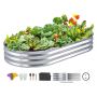 Korotettu kukkalava ulkokasveille, sinkittyä metallia, 71,9 x 36,4 x 11 tuumaa, hopea