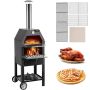 Ulkokäyttöön tarkoitettu puulämmitteinen pizzauuni, 12 tuumaa, 2 kerrosta, pyörillä, jopa 900 ℉