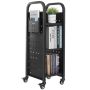 Черная книжная тележка для библиотеки, 100 кг, 32х35х93,5 см, на колесах.