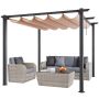 10'x10' ulkokäyttöön tarkoitettu alumiininen pergola sisäänvedettävällä katoksella, beige