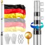 25 jalan teleskooppinen alumiininen lipputanko lisävarusteilla, hopea