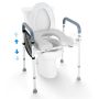 Korotettu WC-istuin alumiinirunkoisella rungolla, säädettävä 490-640 mm, lääketieteellinen