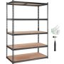Metallinen varastohyllykkö, 5 tasoa, kapasiteetti 2000 paunaa, musta, 48x24x72 tuumaa