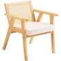 Rottinkiruokatuoli käsinojilla, beige